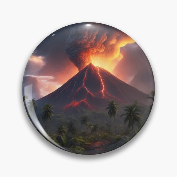 Item preview,  Volcano Eruption Landscape with Lightning - Nature's Fury Concept designed and sold by hjian8219.
