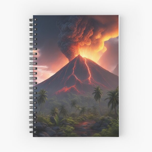 Item preview,  Volcano Eruption Landscape with Lightning - Nature's Fury Concept designed and sold by hjian8219.