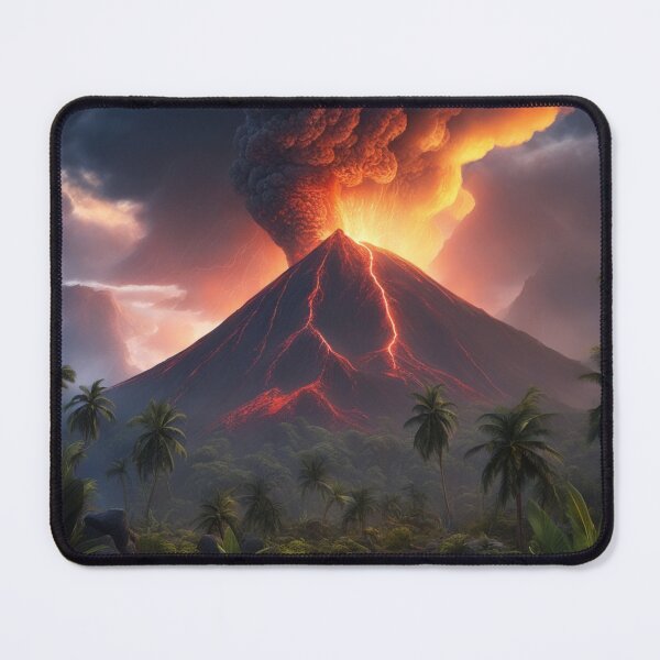 Item preview, Volcano Eruption Landscape with Lightning - Nature's Fury Concept designed and sold by hjian8219.