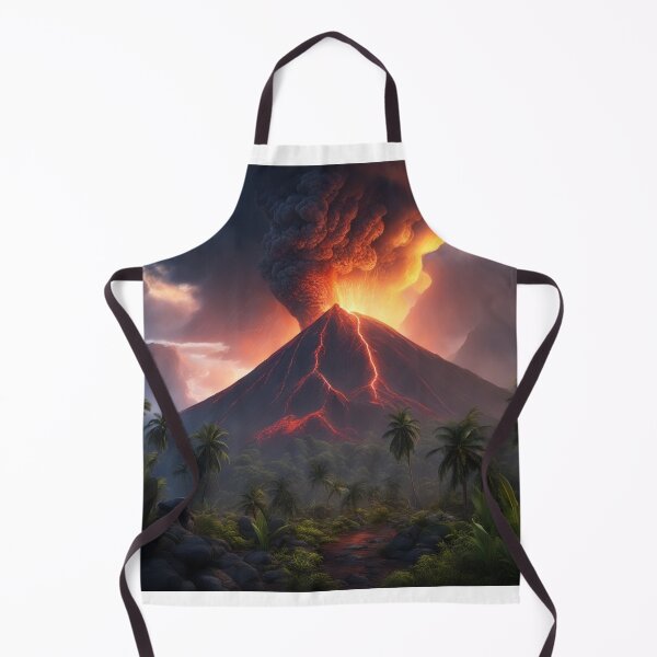Item preview, Volcano Eruption Landscape with Lightning - Nature's Fury Concept designed and sold by hjian8219.