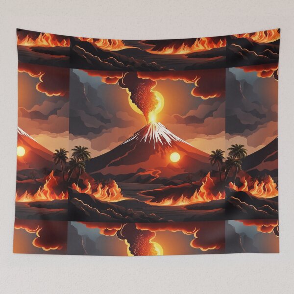 Item preview,  Volcano Eruption Landscape with Lightning - Nature's Fury Concept designed and sold by hjian8219.