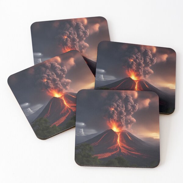 Item preview,  Volcano Eruption Landscape with Lightning - Nature's Fury Concept designed and sold by hjian8219.
