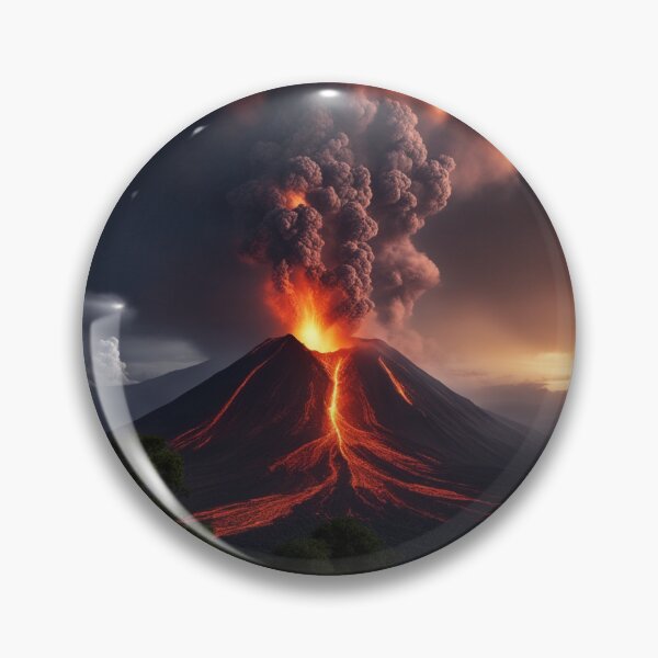Item preview,  Volcano Eruption Landscape with Lightning - Nature's Fury Concept designed and sold by hjian8219.