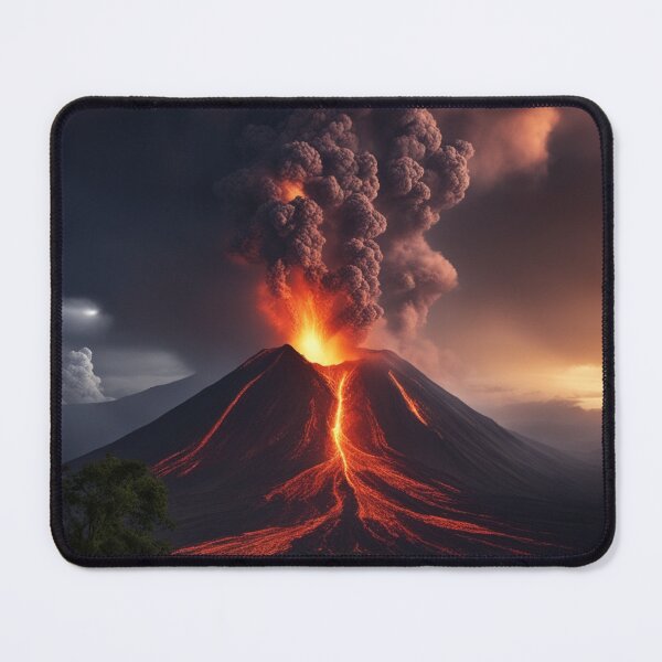 Item preview,  Volcano Eruption Landscape with Lightning - Nature's Fury Concept designed and sold by hjian8219.