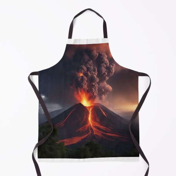 Item preview, Volcano Eruption Landscape with Lightning - Nature's Fury Concept designed and sold by hjian8219.