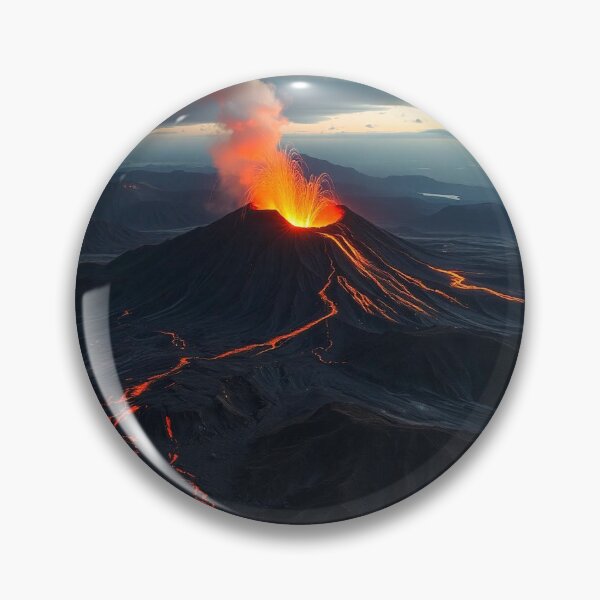 Item preview, Volcano Eruption Landscape with Lightning - Nature's Fury Concept designed and sold by hjian8219.