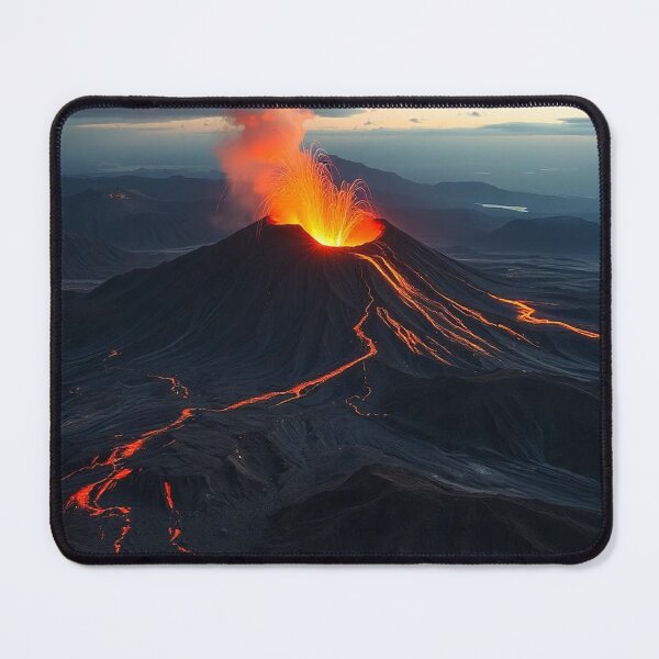 Item preview, Volcano Eruption Landscape with Lightning - Nature's Fury Concept designed and sold by hjian8219.