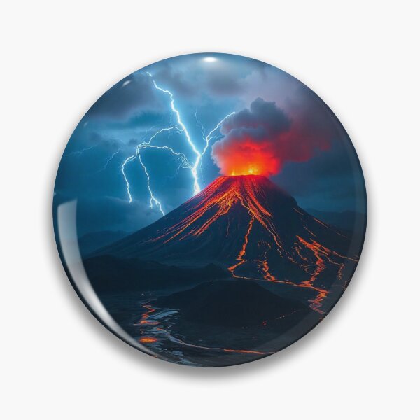 Item preview,  Volcano Eruption Landscape with Lightning - Nature's Fury Concept designed and sold by hjian8219.