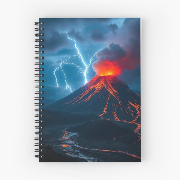 Item preview,  Volcano Eruption Landscape with Lightning - Nature's Fury Concept designed and sold by hjian8219.