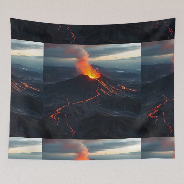 Item preview,  Volcano Eruption Landscape with Lightning - Nature's Fury Concept designed and sold by hjian8219.