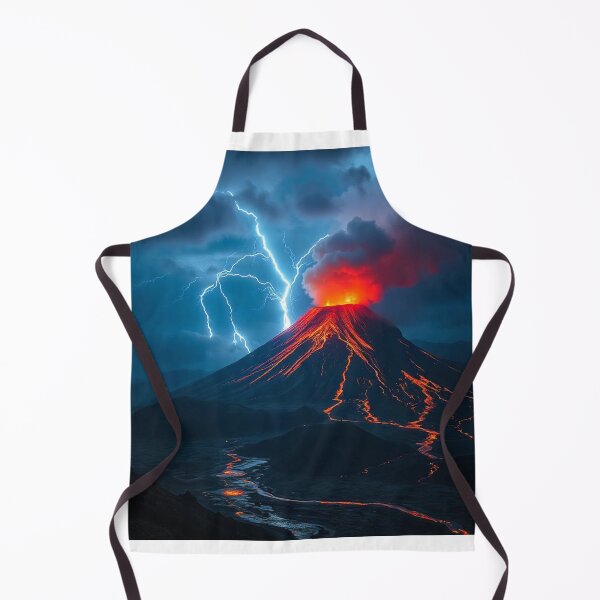 Item preview, Volcano Eruption Landscape with Lightning - Nature's Fury Concept designed and sold by hjian8219.