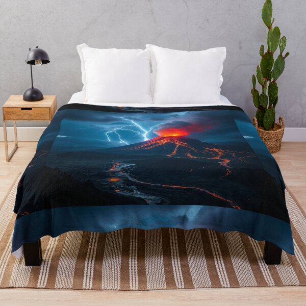 Item preview,  Volcano Eruption Landscape with Lightning - Nature's Fury Concept designed and sold by hjian8219.