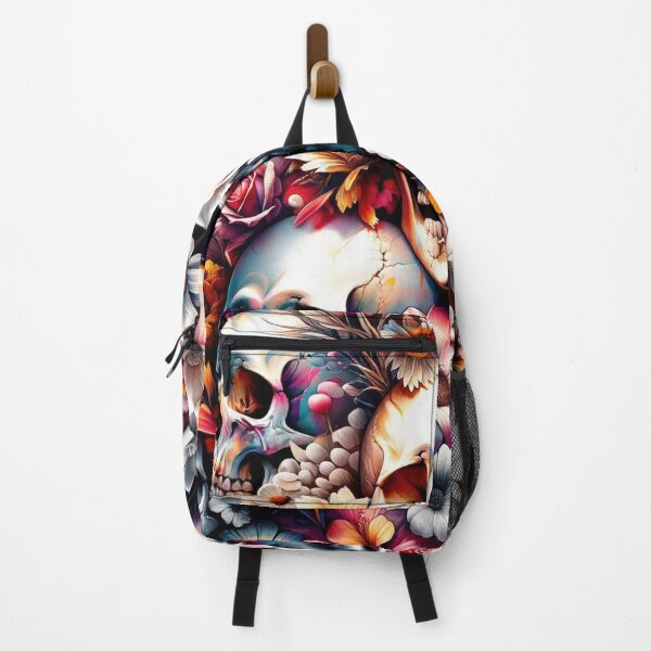 Item preview, Skulls and Summer Flowers Print Pattern designed and sold by PinUpPizzazz.