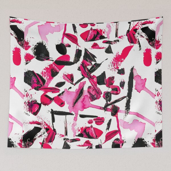 Item preview, Abstract psychedelic pink and black acrylic brushstrokes designed and sold by GirlyTrend.