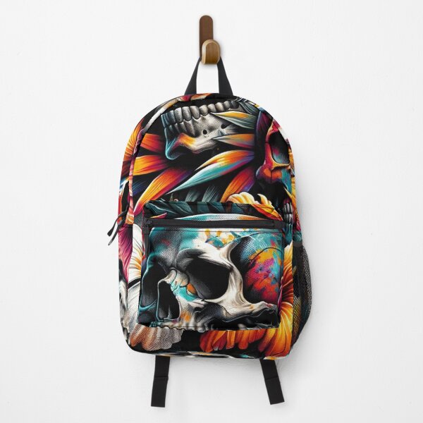Item preview, Skulls and Tropical Flowers Print Pattern designed and sold by PinUpPizzazz.