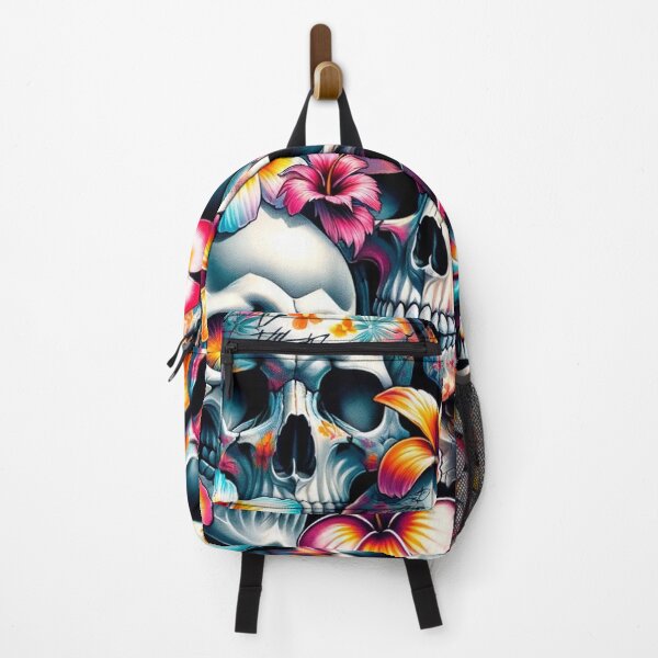 Item preview, Skulls and Tropical Flowers Print Pattern designed and sold by PinUpPizzazz.