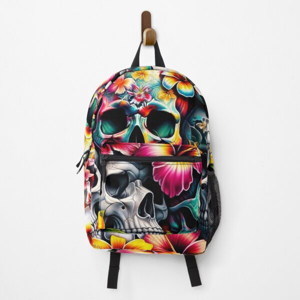 Item preview, Skulls and Tropical Flowers Print Pattern designed and sold by PinUpPizzazz.