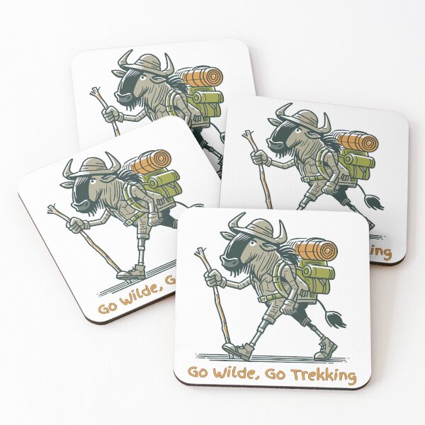 Item preview, Wildebeest Solo Traveller Caricature - Go Wild, Go Trekking - Funny Minimalist Animal Art designed and sold by BeaverFriends.