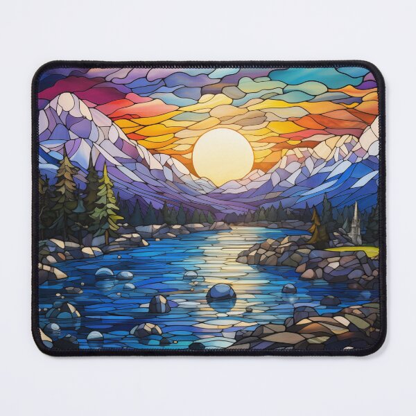 Item preview, Stained Glass of Mountain Peaks and Waterfalls designed and sold by Cozirlax.