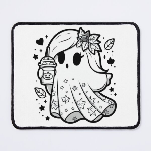 Item preview, Autumn Spirit: Girly Ghost with Pumpkin Spice (Black and White) designed and sold by LyssasMindArt.