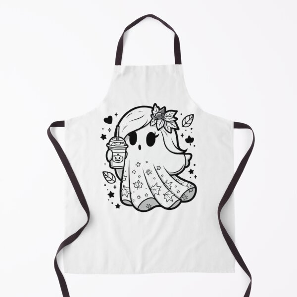 Item preview, Autumn Spirit: Girly Ghost with Pumpkin Spice (Black and White) designed and sold by LyssasMindArt.