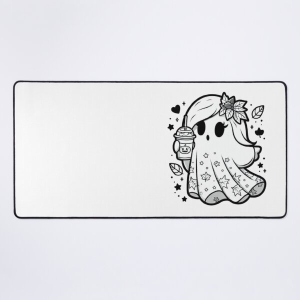 Item preview, Autumn Spirit: Girly Ghost with Pumpkin Spice (Black and White) designed and sold by LyssasMindArt.