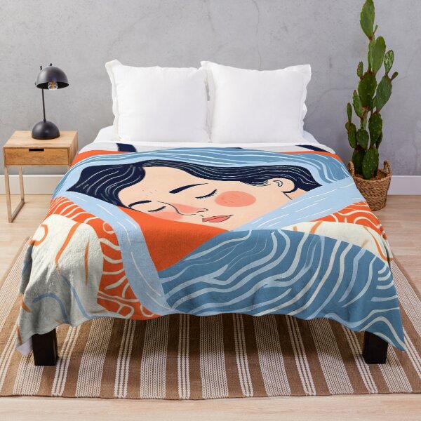 Item preview, Sleepy Day | Nap Time Bedroom Décor, Eclectic People Relax Rest Illustration, Lazy Bohemian Woman Asleep, Home Blankets Patterns Textures Art Print designed and sold by 83oranges.com.