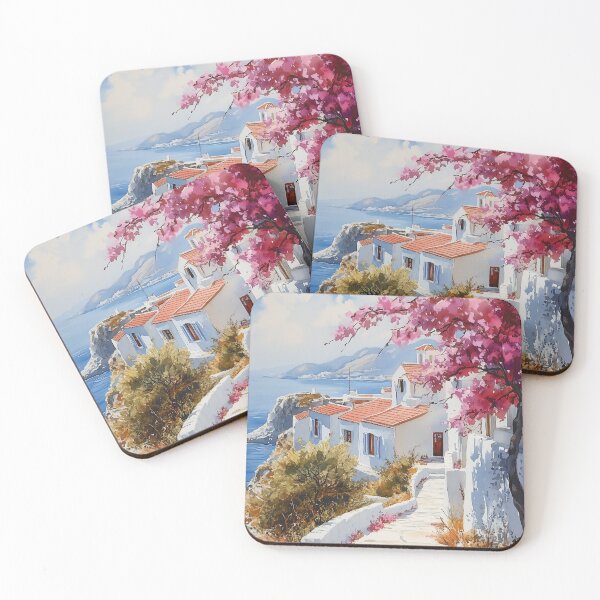 Item preview, Serene Pathway in Paros: A Mediterranean Watercolor Scene designed and sold by junkydotcom.