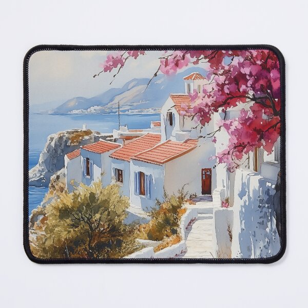 Item preview, Serene Pathway in Paros: A Mediterranean Watercolor Scene designed and sold by junkydotcom.