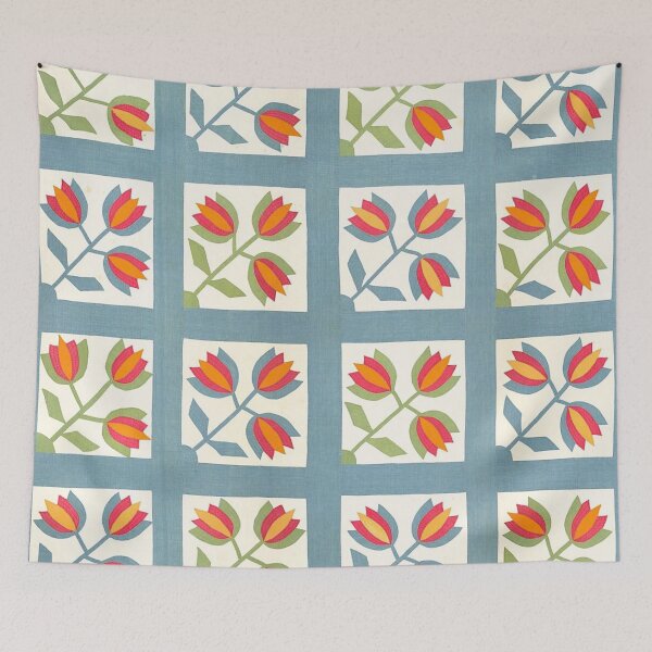 Item preview, Vintage American Tulip Quilt  designed and sold by AnimaliaStar.
