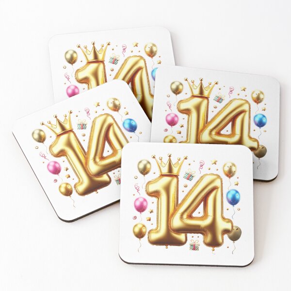 Item preview, Golden Balloon Number 14 with Crown and Birthday Party Decorations designed and sold by momo9981.