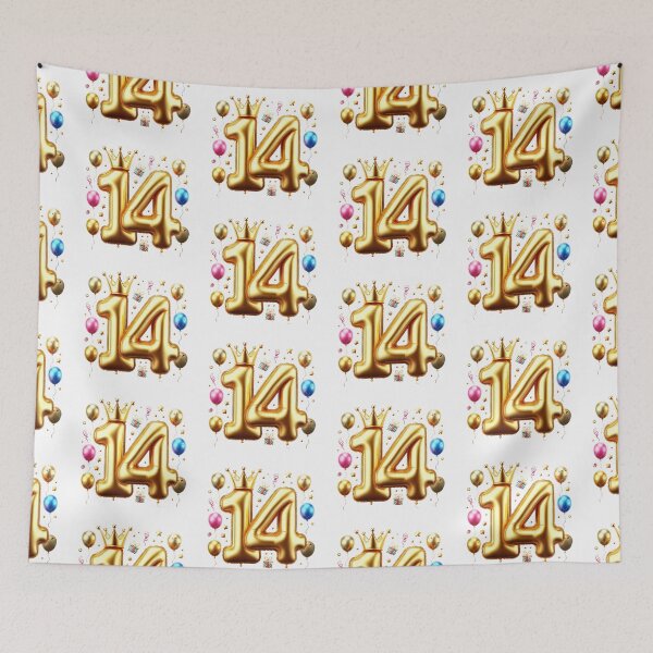 Item preview, Golden Balloon Number 14 with Crown and Birthday Party Decorations designed and sold by momo9981.