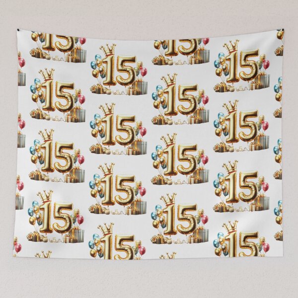 Item preview, Golden Balloon Number 15 with Crown and Birthday Party Decorations designed and sold by momo9981.