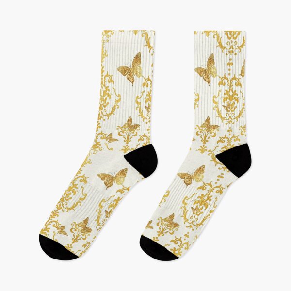 Item preview, Vanilla & Gold Foil Damask & Butterflies designed and sold by DesignsByPrnces.