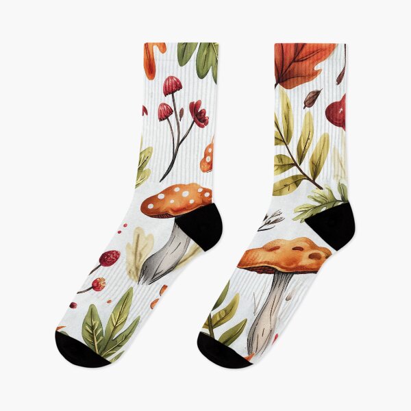 Item preview, Autumn Background. Pattern with Leaves, Flowers and Mushrooms. designed and sold by twisted-dot.