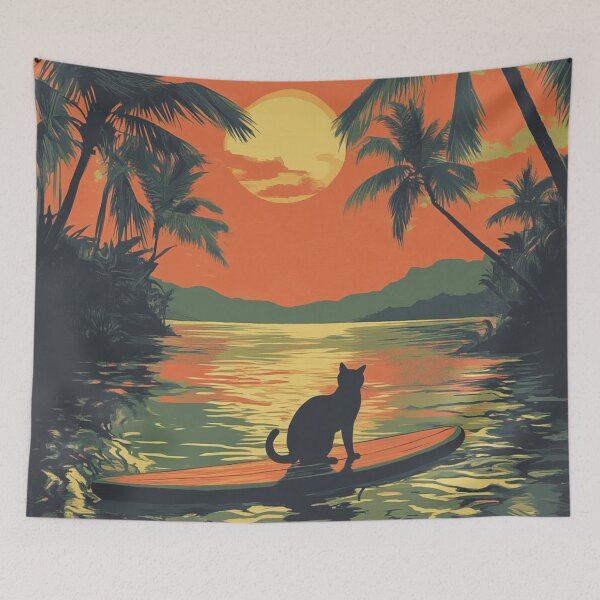 Item preview, Cat On Paddle Board Sunset designed and sold by GrinGalore.