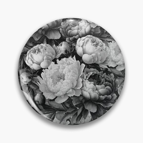 Item preview, Black and white peonies. Monotone floral garden  designed and sold by arsiart.