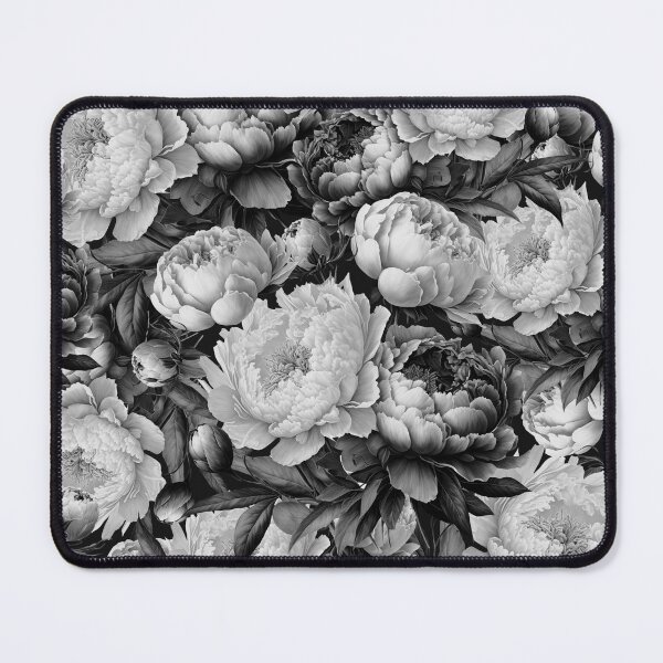 Item preview, Black and white peonies. Monotone floral garden  designed and sold by arsiart.