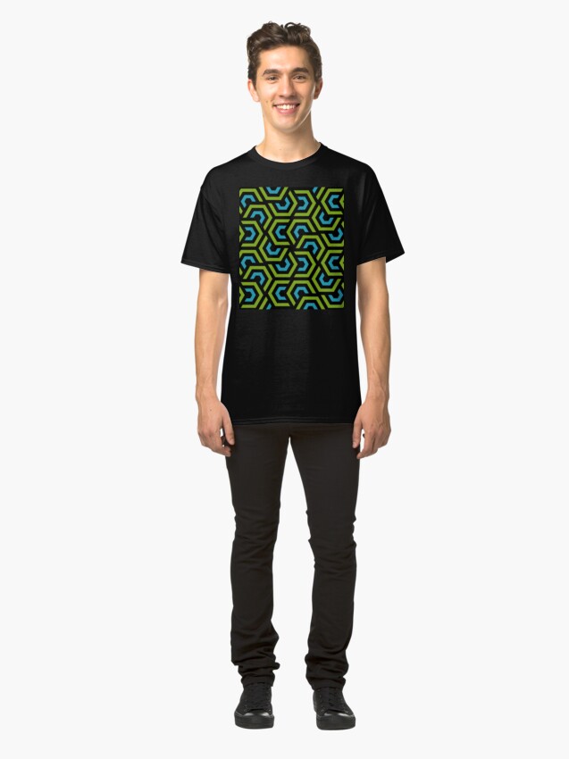 Alternate view of Geometric Pattern: Layered Hexagon: Green Classic T-Shirt