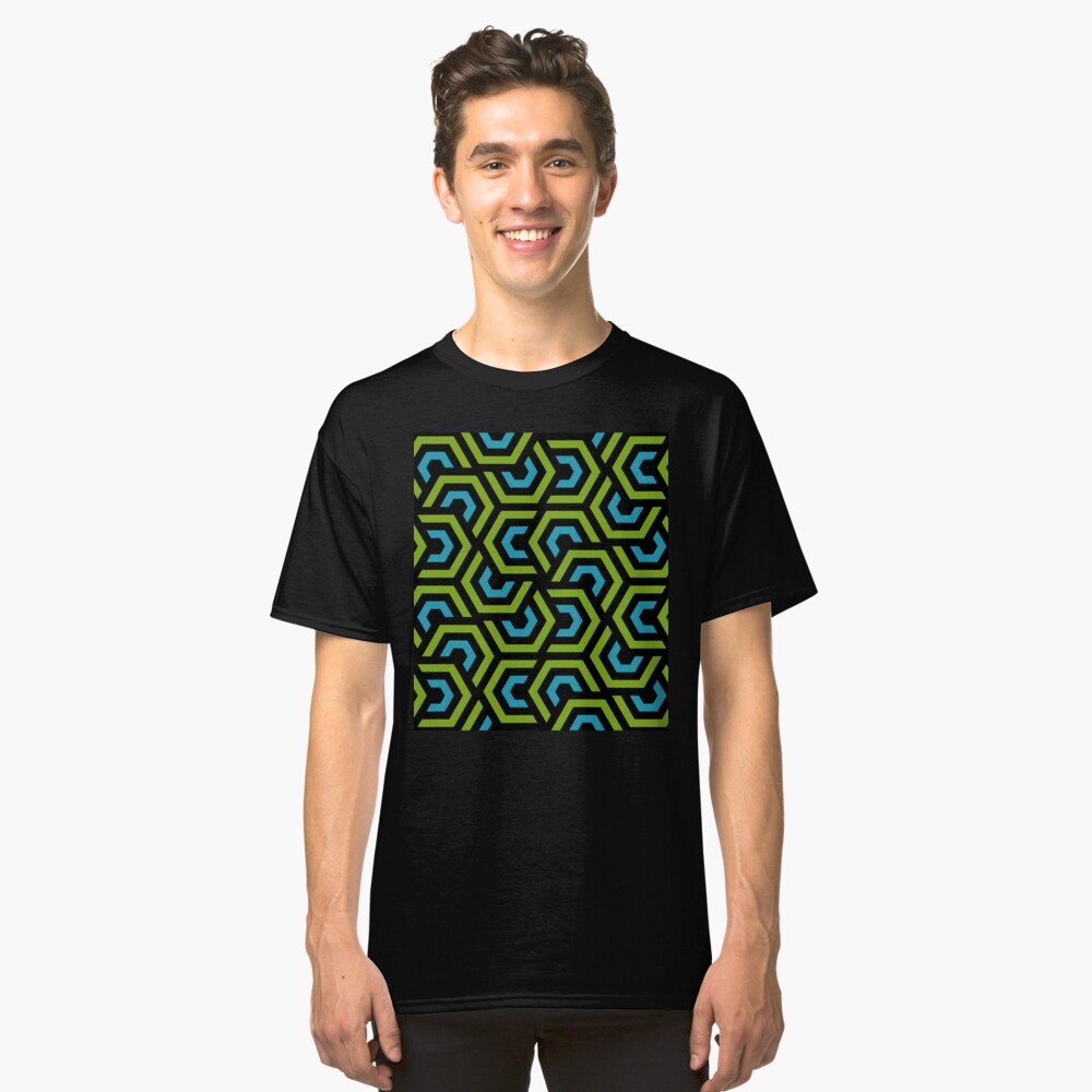 Geometric Pattern: Layered Hexagon: Green Classic T-Shirt