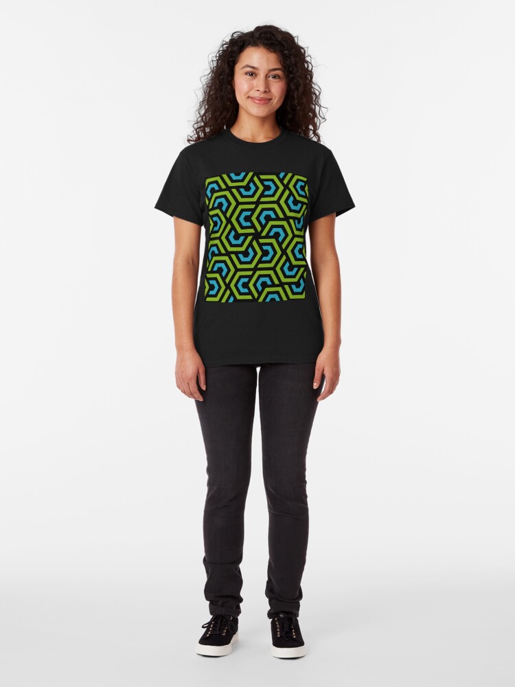 Alternate view of Geometric Pattern: Layered Hexagon: Green Classic T-Shirt