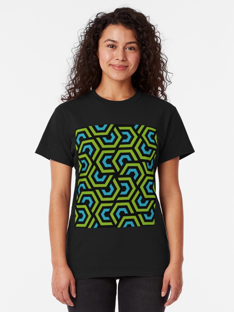 Alternate view of Geometric Pattern: Layered Hexagon: Green Classic T-Shirt