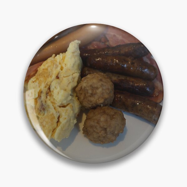 Item preview, One plate of breakfast food, with steamed egg, meat balls, sausages, bacons designed and sold by dabingboshi.