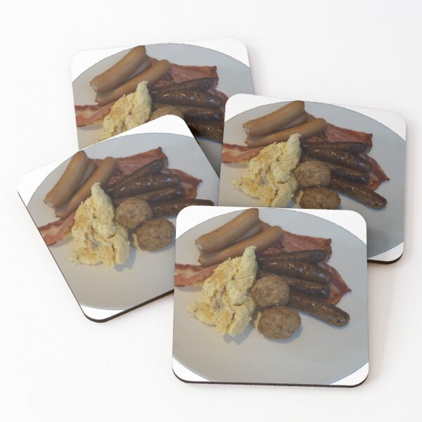 Item preview, One plate of breakfast food, with steamed egg, meat balls, sausages, bacons designed and sold by dabingboshi.