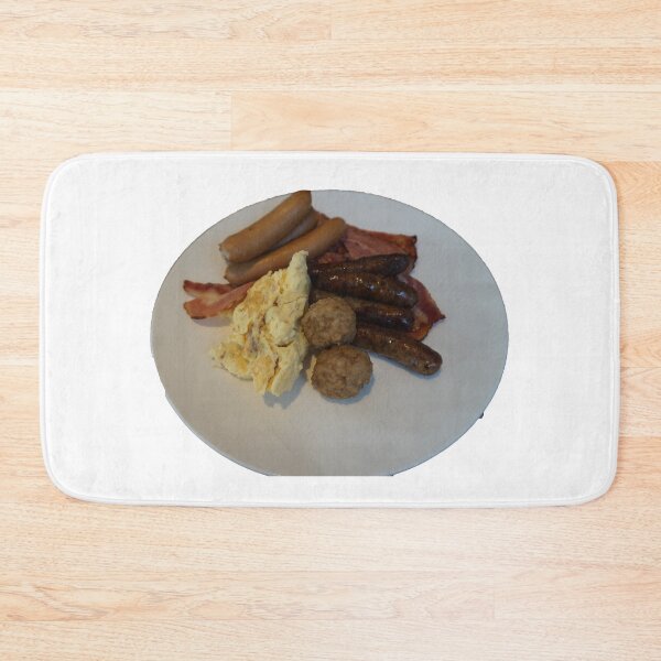Item preview, One plate of breakfast food, with steamed egg, meat balls, sausages, bacons designed and sold by dabingboshi.