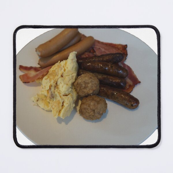 Item preview, One plate of breakfast food, with steamed egg, meat balls, sausages, bacons designed and sold by dabingboshi.