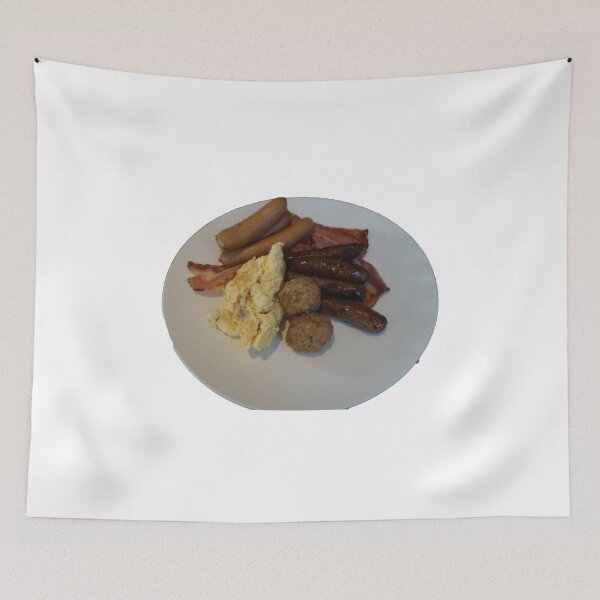 Item preview, One plate of breakfast food, with steamed egg, meat balls, sausages, bacons designed and sold by dabingboshi.