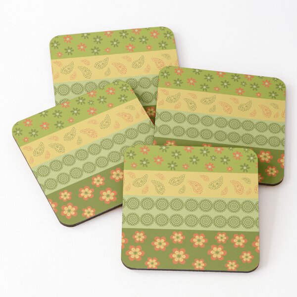 Item preview, Modern Green Retro  Boheme Flowers and Lines designed and sold by retrobliss70s.