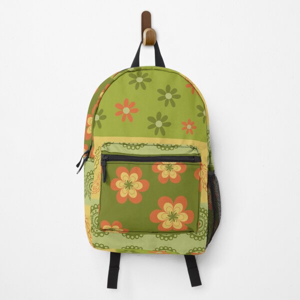 Item preview, Modern Green Retro Boheme Flowers and Lines designed and sold by retrobliss70s.
