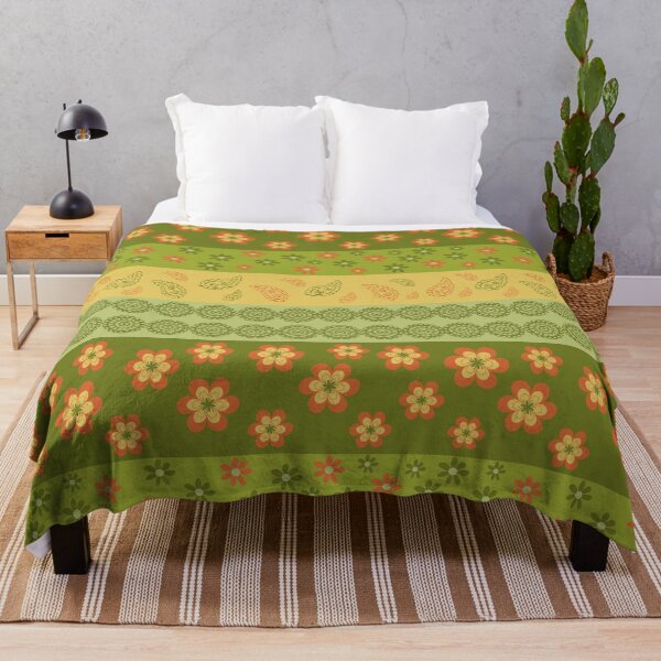 Item preview, Modern Green Retro Boheme Flowers and Lines designed and sold by retrobliss70s.